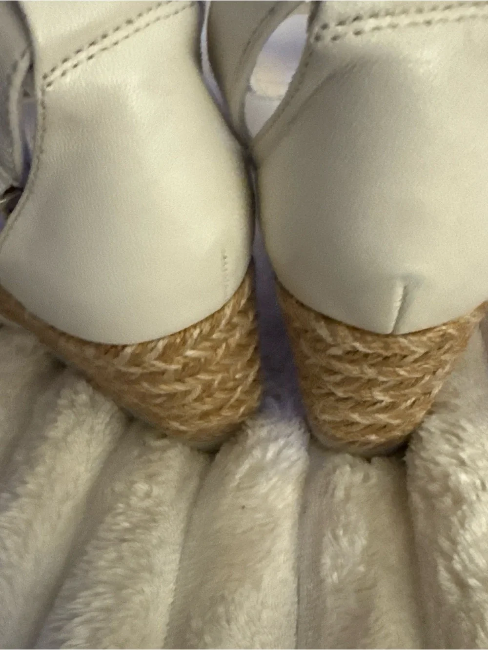 Vince Camuto Cream Strappy Espadrille Wedge Sandals